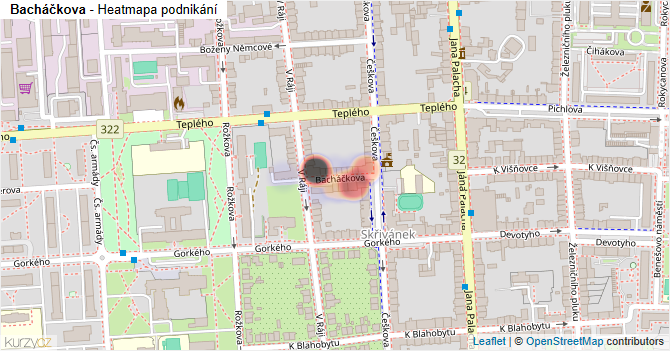 Bacháčkova - mapa podnikání