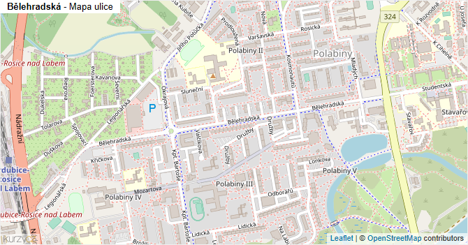 Bělehradská - mapa ulice