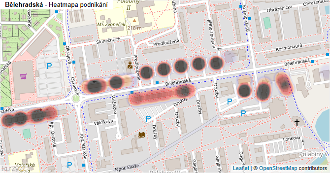 Bělehradská - mapa podnikání