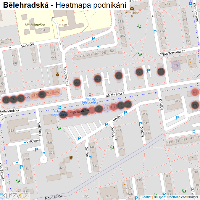 Mapa Bělehradská - Firmy v ulici.