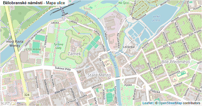 Bělobranské náměstí - mapa ulice