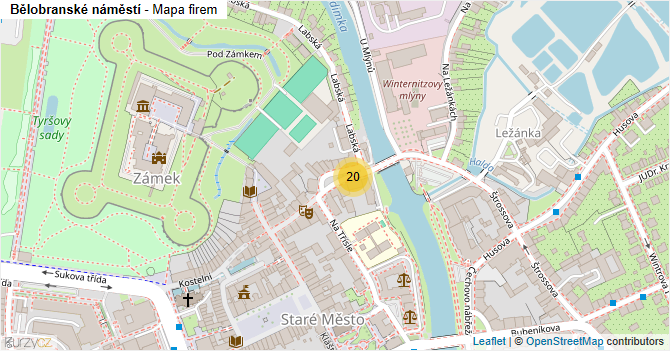 Bělobranské náměstí - mapa firem