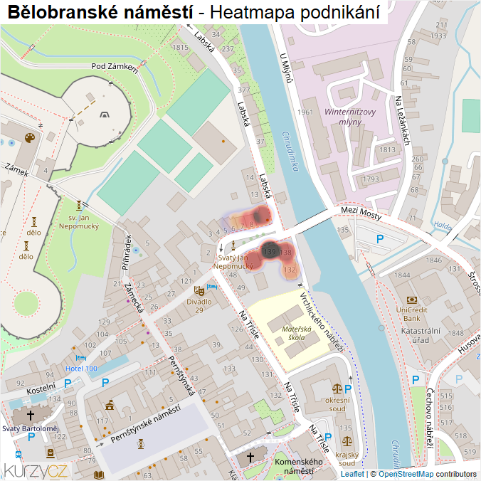 Mapa Bělobranské náměstí - Firmy v ulici.
