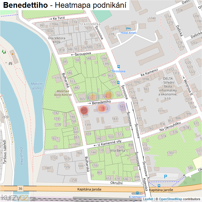 Mapa Benedettiho - Firmy v ulici.