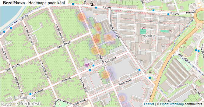 Bezdíčkova - mapa podnikání