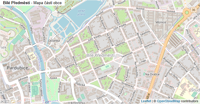 Bílé Předměstí - mapa části obce