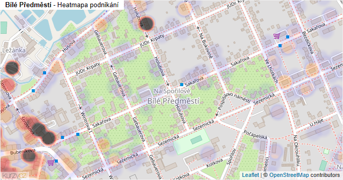 Bílé Předměstí - mapa podnikání