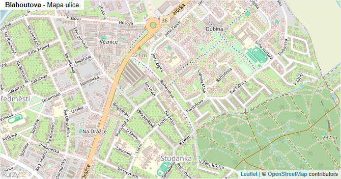 Blahoutova - mapa ulice