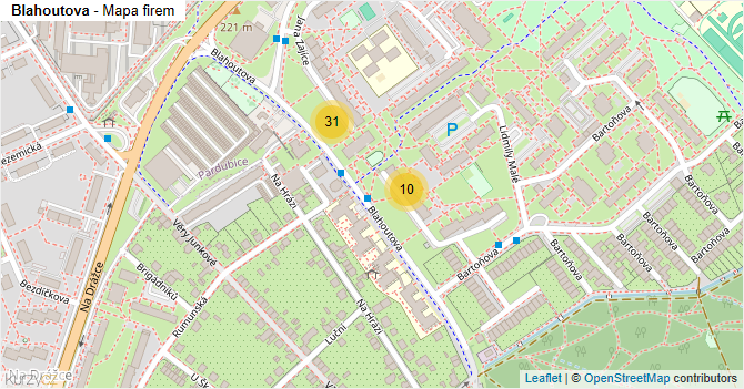 Blahoutova - mapa firem