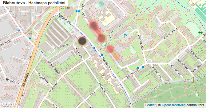 Blahoutova - mapa podnikání