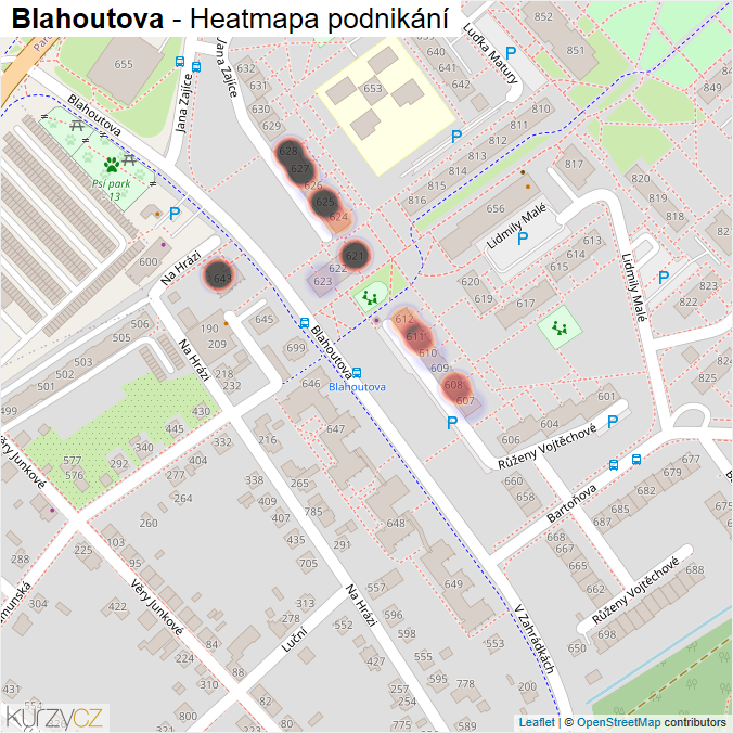 Mapa Blahoutova - Firmy v ulici.