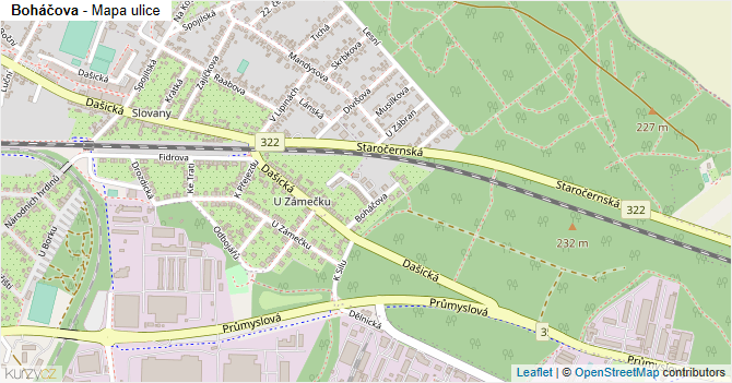 Boháčova - mapa ulice