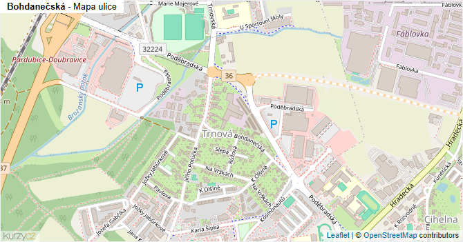 Bohdanečská - mapa ulice