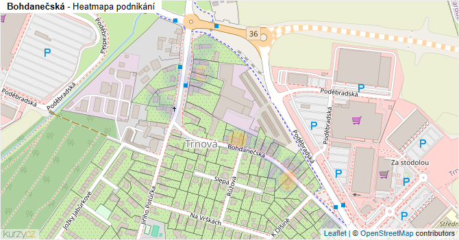 Bohdanečská - mapa podnikání