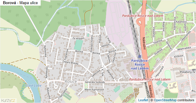Borová - mapa ulice