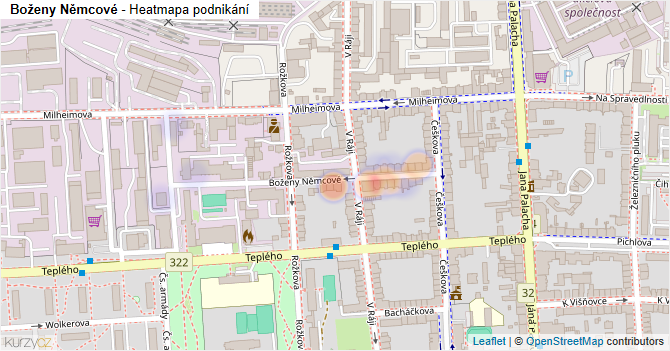 Boženy Němcové - mapa podnikání