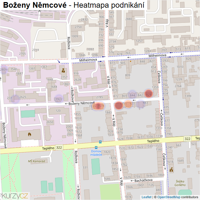 Mapa Boženy Němcové - Firmy v ulici.
