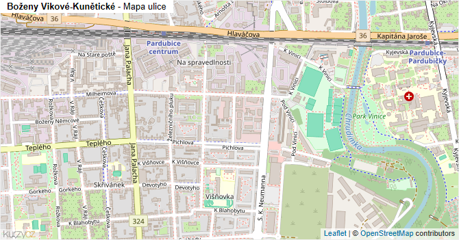 Boženy Vikové-Kunětické - mapa ulice