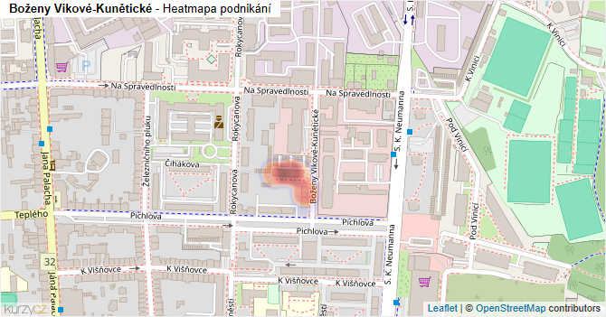 Boženy Vikové-Kunětické - mapa podnikání