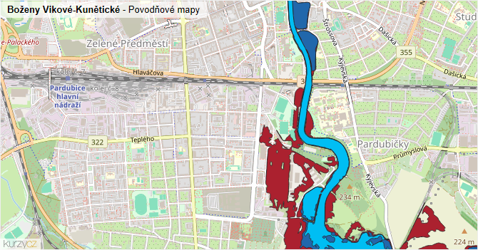 Boženy Vikové-Kunětické - záplavové mapy stoleté vody