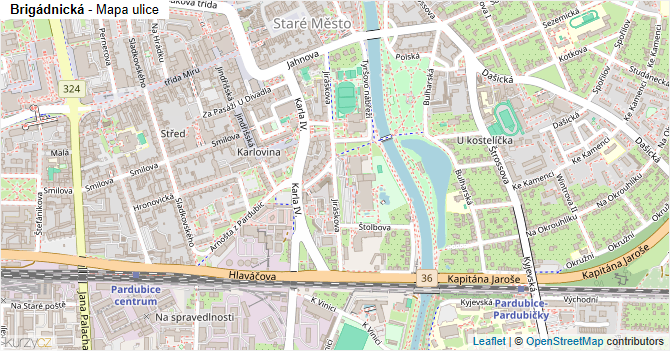 Brigádnická - mapa ulice