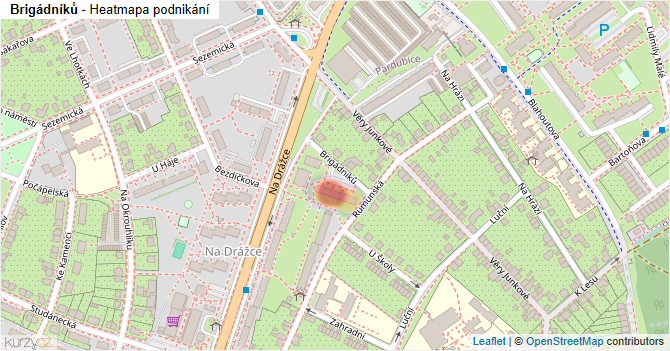 Brigádníků - mapa podnikání