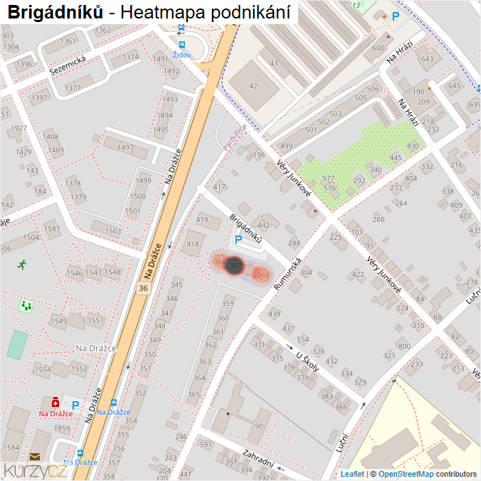 Mapa Brigádníků - Firmy v ulici.