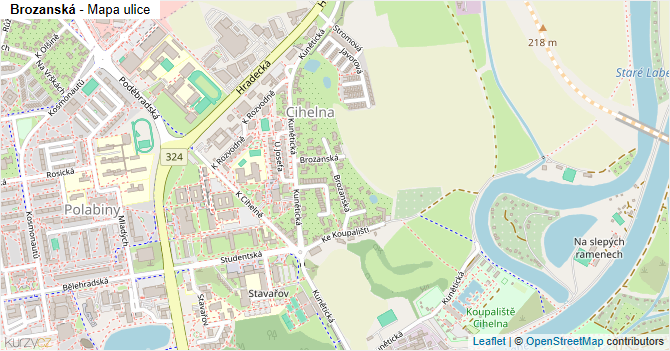 Brozanská - mapa ulice