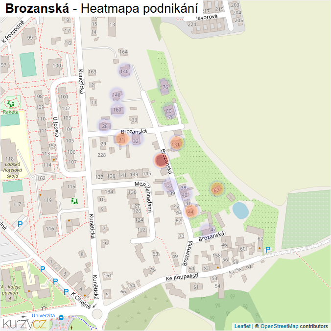 Mapa Brozanská - Firmy v ulici.