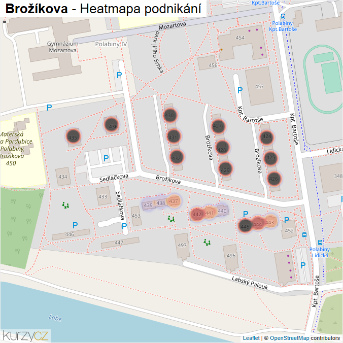 Mapa Brožíkova - Firmy v ulici.