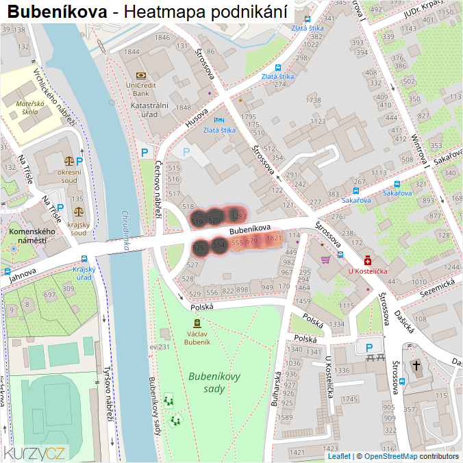 Mapa Bubeníkova - Firmy v ulici.