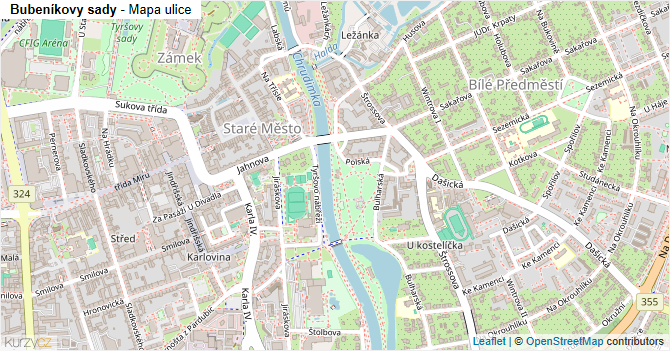 Bubeníkovy sady - mapa ulice