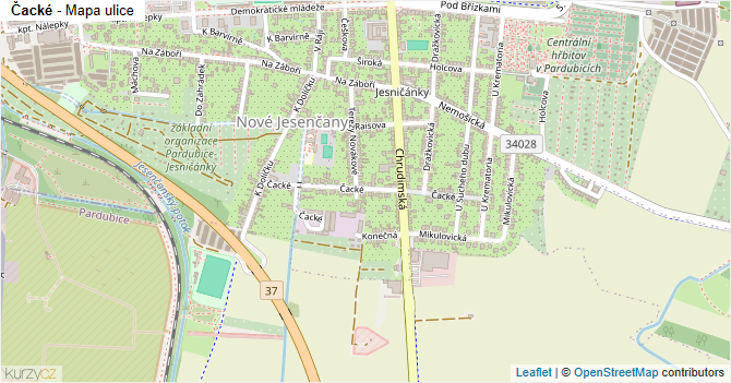 Čacké - mapa ulice