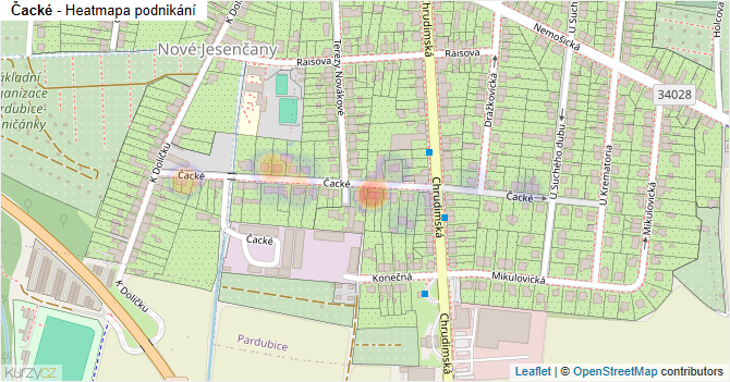 Čacké - mapa podnikání