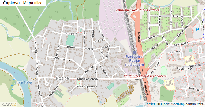 Čapkova - mapa ulice