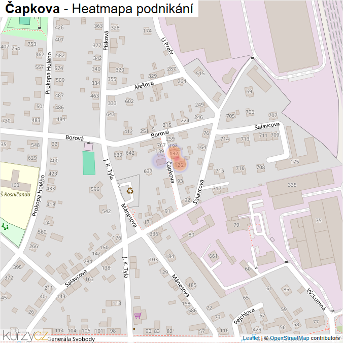Mapa Čapkova - Firmy v ulici.