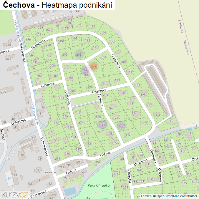 Mapa Čechova - Firmy v ulici.