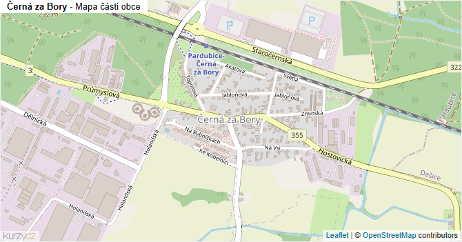 Černá za Bory - mapa části obce