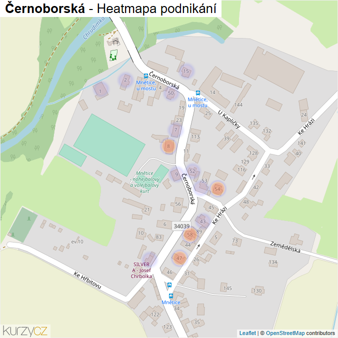 Mapa Černoborská - Firmy v ulici.