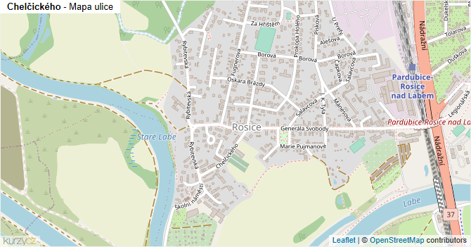 Chelčického - mapa ulice
