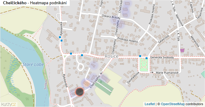 Chelčického - mapa podnikání