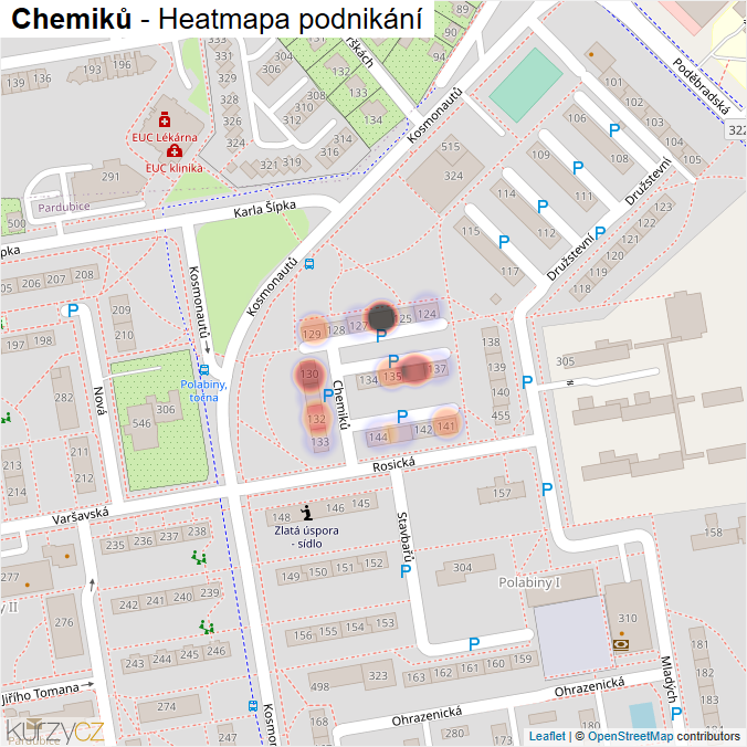 Mapa Chemiků - Firmy v ulici.