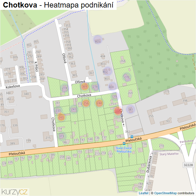 Mapa Chotkova - Firmy v ulici.