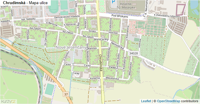 Chrudimská - mapa ulice