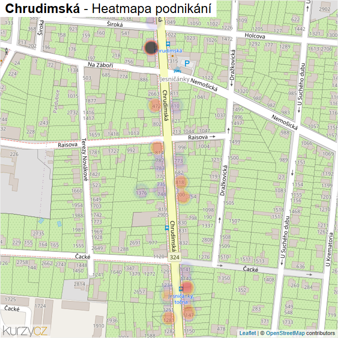 Mapa Chrudimská - Firmy v ulici.