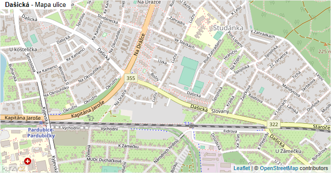 Dašická - mapa ulice