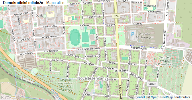 Demokratické mládeže - mapa ulice