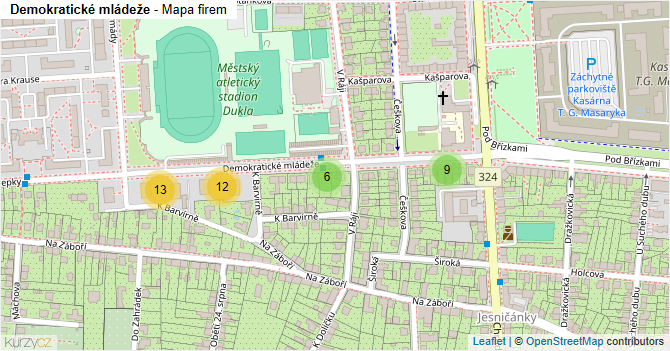Demokratické mládeže - mapa firem
