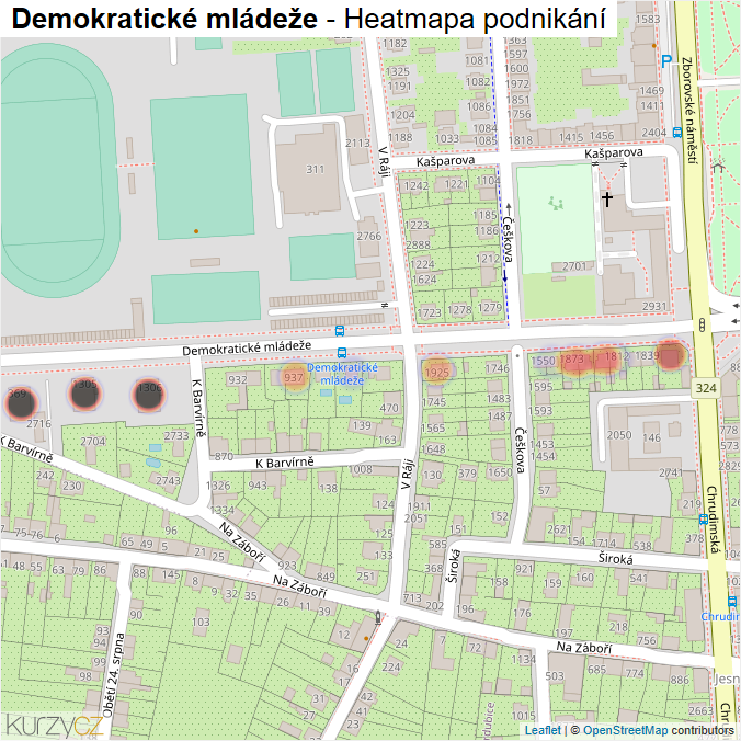 Mapa Demokratické mládeže - Firmy v ulici.
