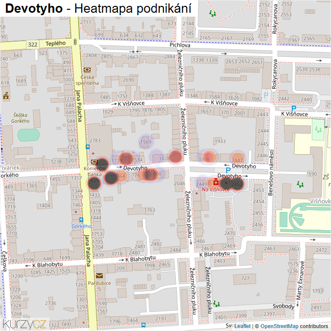 Mapa Devotyho - Firmy v ulici.